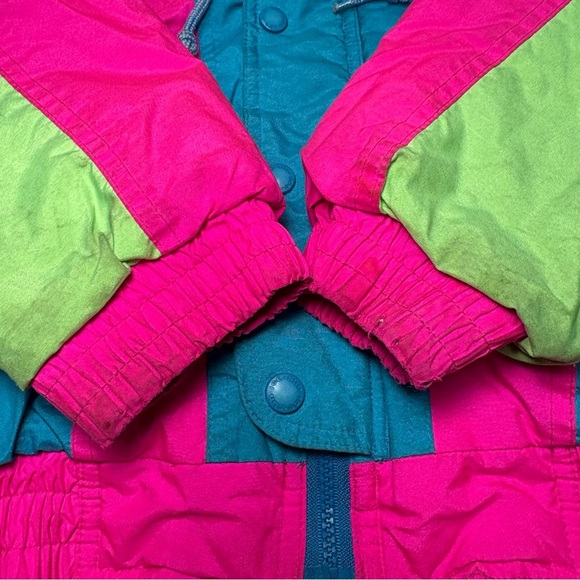 Vintage Sun Ice Girls 6 Winter Ski Jacket Colour Block 80s Vibrant Bright Winter - Picture 3 of 12